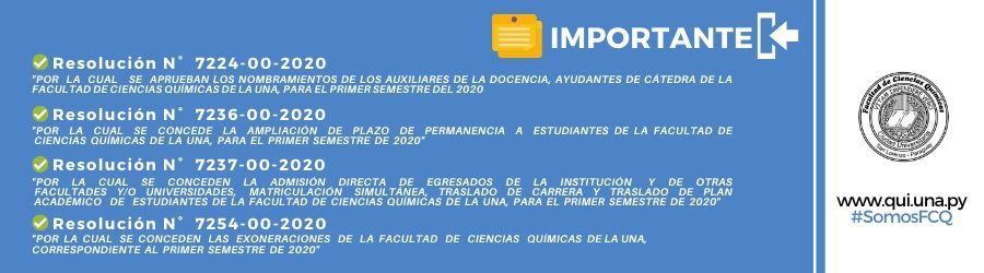 AVISO IMPORTANTE - Primer Semestre 2020 - FCQ_UNA 